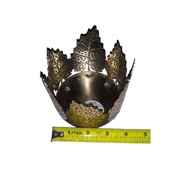 Bath and Body Works Tropical Candle Holder Gold Tone Leave Three Wick Holder - Picture 5 of 6